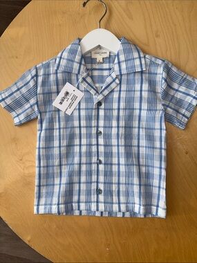 Louis Louise Blue & White Plaid Short-Sleeve Shirt for Kids